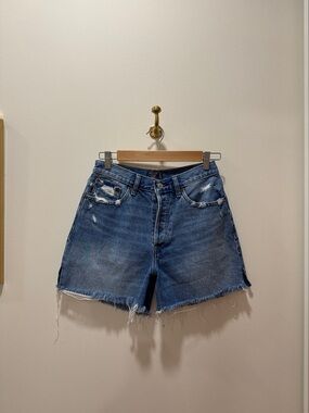 Abercrombie & Fitch Distressed Mid-Blue Denim Cutoff Shorts